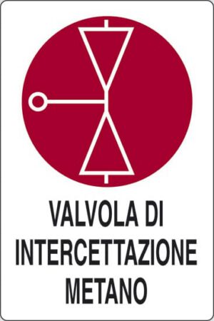 cartello VALVOLA DI INTERCETTAZIONE METANO