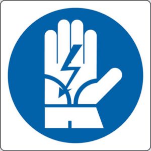 Schild (Isolierende Handschuhe tragen)