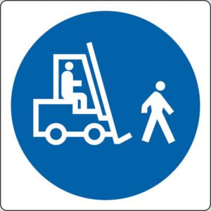 sign (forklifts keep to walking pace)