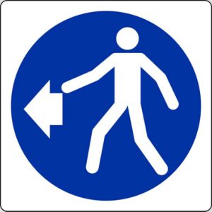 Schild (Fussgänger links)