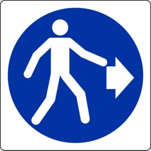 Schild (Fussgänger rechts)