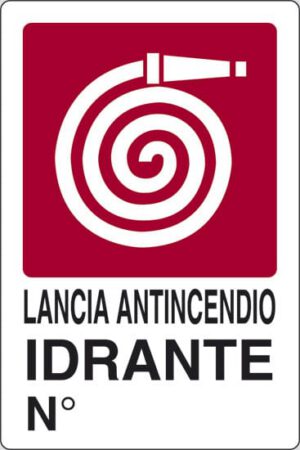 cartello LANCIA ANTINCENDIO IDRANTE N°