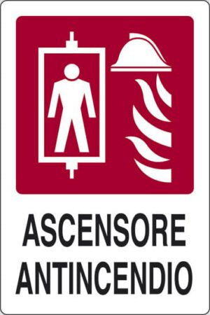 cartello ASCENSORE ANTINCENDIO