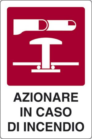 cartello AZIONARE IN CASO DI INCENDIO