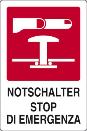 cartello NOTSCHALTER STOP DI EMERGENZA