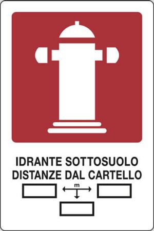cartello IDRANTE SOTTOSUOLO DISTANZE DAL CARTELLO m