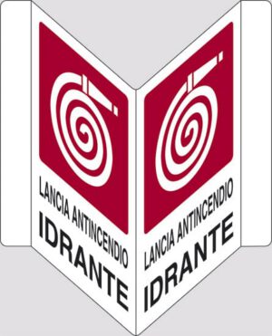 cartello bifacciale a "V" LANCIA ANTINCENDIO IDRANTE