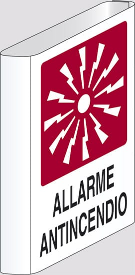 cartello bifacciale a bandiera ALLARME ANTINCENDIO
