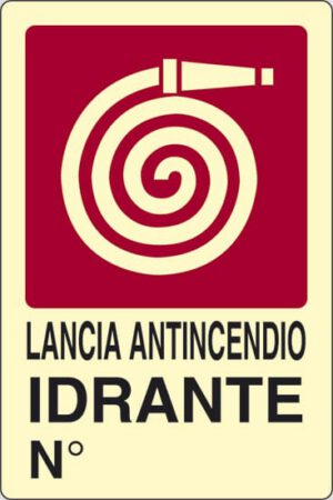 cartello LANCIA ANTINCENDIO IDRANTE N°