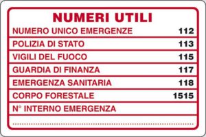 cartello NUMERI UTILI