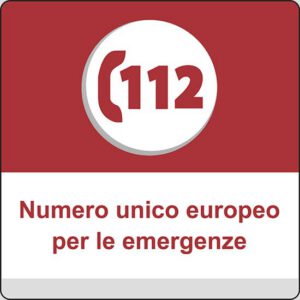 cartello 112 Numero unico europeo per le emergenze