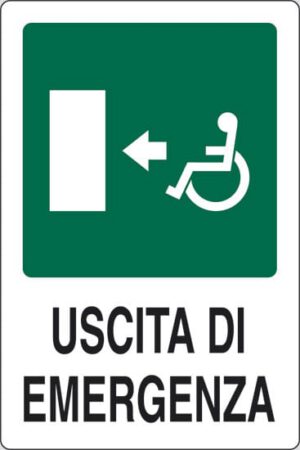 cartello USCITA DI EMERGENZA (disabili a sinistra)