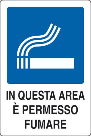 cartello IN QUESTA AREA E' PERMESSO FUMARE