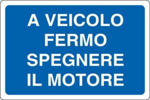 cartello A VEICOLO FERMO SPEGNERE IL MOTORE