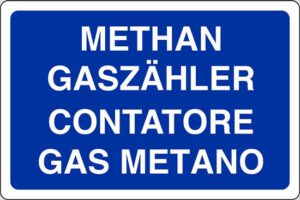 cartello METHAN GASZÄHLER CONTATORE GAS METANO