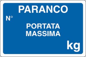 cartello PARANCO N° PORTATA MASSIMA  kg
