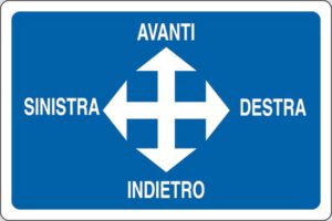 cartello AVANTI DESTRA INDIETRO SINISTRA