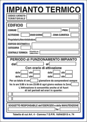 cartello IMPIANTO TERMICO
