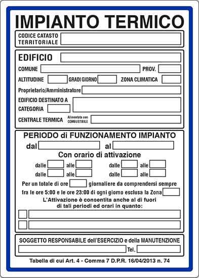 cartello IMPIANTO TERMICO