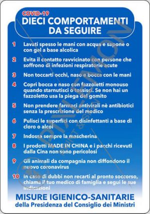cartello polionda COVID-19 - DIECI COMPORTAMENTI DA SEGUIRE