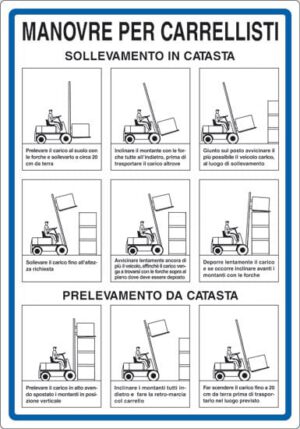 cartello MANOVRE PER CARRELLISTI SOLLEVAMEMENTO IN CATASTA