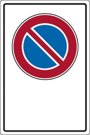 cartello (simbolo "divieto di sosta" con spazio scrivibile)