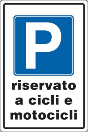 cartello P riservato a cicli e motocicli