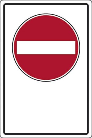cartello (simbolo "vietato l'accesso strada a senso unico" con spazio scrivibile)