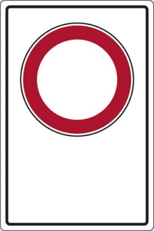 cartello (simbolo "divieto di transito" con spazio scrivibile)