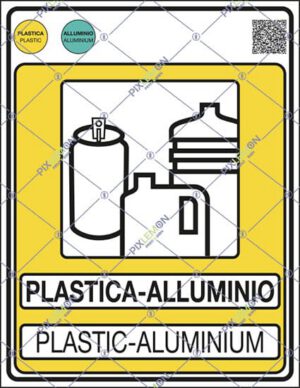cartello PLASTICA-ALLUMINIO PLASTIC-ALUMINIUM (Gestione dei rifiuti - Norma UNI 11686)