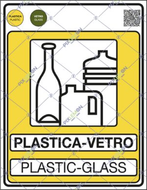 cartello PLASTICA-VETRO PLASTIC-GLASS (Gestione dei rifiuti - Norma UNI 11686)