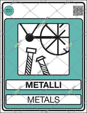 cartello METALLI METALS (Gestione dei rifiuti - Norma UNI 11686)