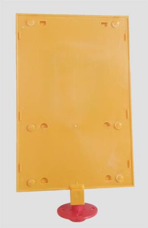 porta cartello direzionabile in  plastica gialla cm predisposto per inserire i cartelli 20x20 o 30x20 cm con adattatore per paletto di delimitazione