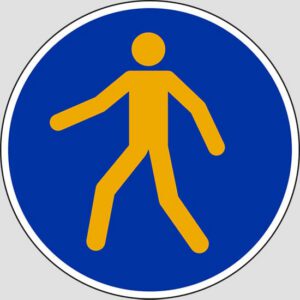 cartello Diametro 20 passaggio riservato alle persone (segnaletica per pavimento con trattamento antiscivolo)