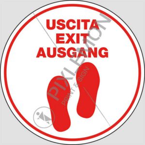 cartello adesivo USCITA - EXIT - AUSGANG (segnaletica per pavimento con trattamento antiscivolo)