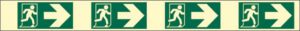 cartello verde (indicazione di direzione delle uscite di emergenza - destra - con antiscivolo)