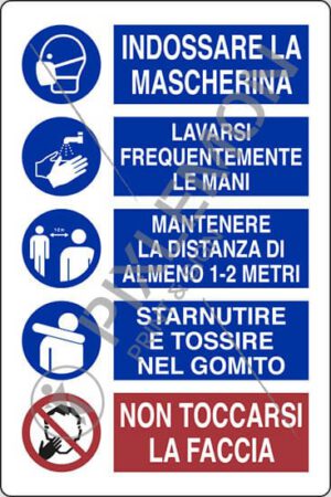 cartello polionda INDOSSARE LA MASCHERINA - LAVARSI FREQUENTEMENTE ...
