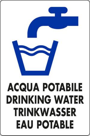 cartello ACQUA POTABILE DRINKING WATER TRINKWASSER EAU POTABLE