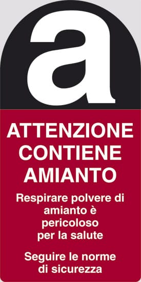 cartello n° 28 ATTENZIONE CONTIENE AMIANTO Respirare polvere di amianto è pericoloso per la salute Seguire le norme di sicurezza