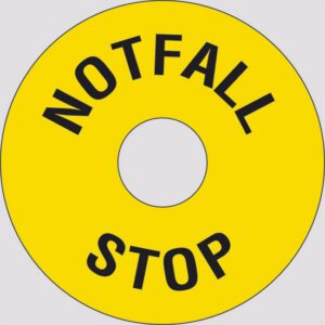cartello Diametro 8 (interno 2,25) NOTFALL STOP