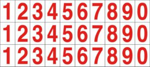 cartello n. 30 numerazione progressiva da 0 a 9 (fondo bianco numero rosso)