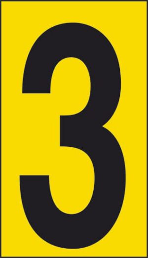 cartello n° 30 3 (fondo giallo numero nero)