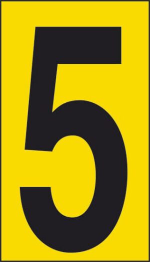 cartello n° 30 5 (fondo giallo numero nero)