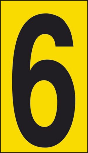 cartello n° 30 6 (fondo giallo numero nero)