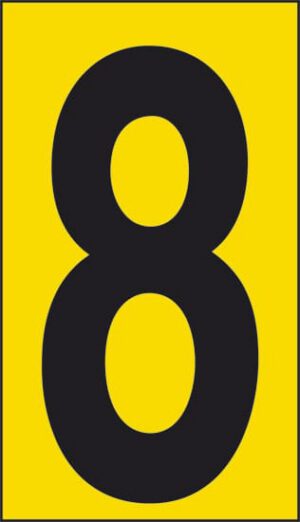 cartello n° 30 8 (fondo giallo numero nero)