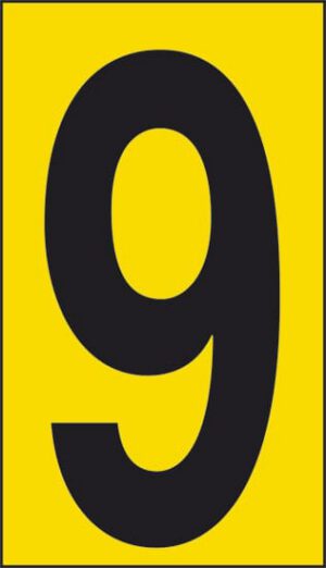cartello n° 30 9 (fondo giallo numero nero)