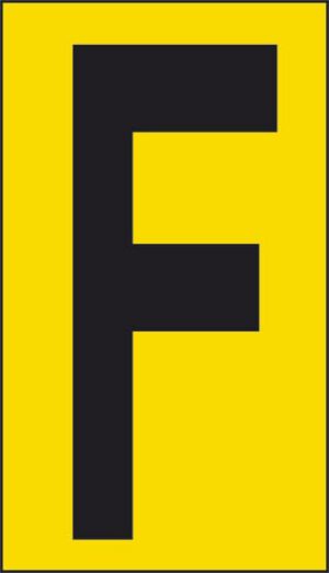 cartello n° 10 F (fondo giallo lettera nera)
