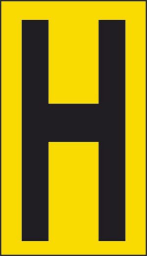 cartello n° 10 H (fondo giallo lettera nera)