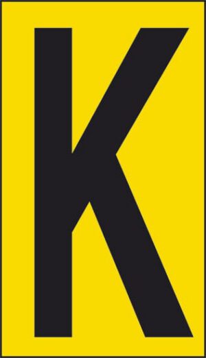 cartello n° 10 K (fondo giallo lettera nera)