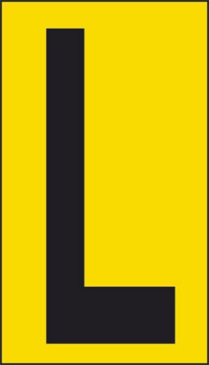 cartello n° 10 L (fondo giallo lettera nera)